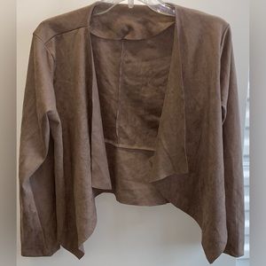 Women’s Tan / Light Brown Faux Suede Peplum Style Blazer/ Jacket - Size Medium